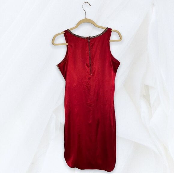 Vintage Kenneth Cole (S) Red Satin Sleeveless Dress - Picture 3 of 5